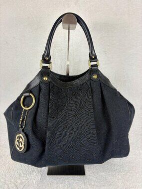 Gucci Monogram Sukey Tote Bag in Black with GG Charm
